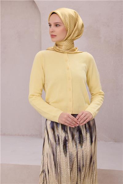 BELLİ GEOMETİK DESEN İPEK EŞARP 4203D (TWILL) HARDAL - 38