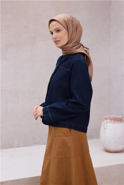 BELLİ GEOMETİK DESEN İPEK EŞARP 4203D (TWILL) SÜTLÜ KAHVE - 10