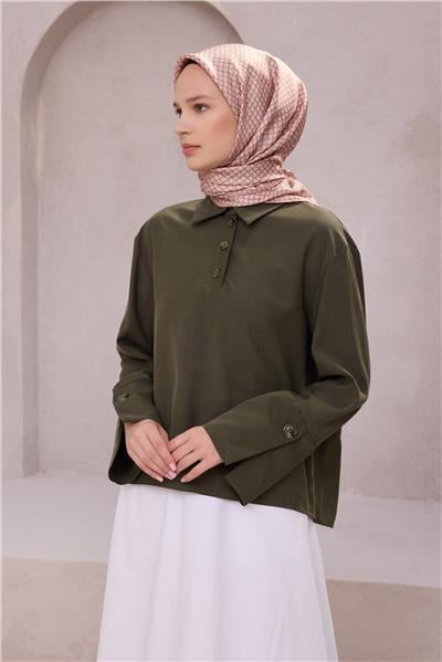 BELLİ GEOMETİK DESEN İPEK EŞARP 4203D (TWILL) PUDRA - 07