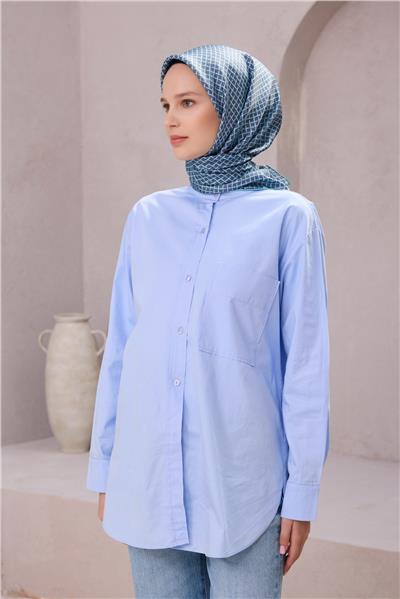 BELLİ GEOMETİK DESEN İPEK EŞARP 4203D (TWILL) PETROL - 50