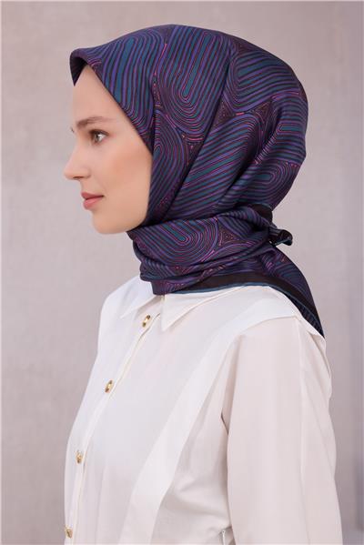 BELLİ GEOMETİK DESEN İPEK EŞARP 4209D (TWILL) MOR - 56