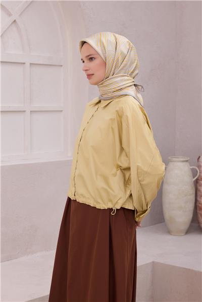 BELLİ GEOMETİK DESEN İPEK EŞARP 4209D (TWILL) SARI - 81