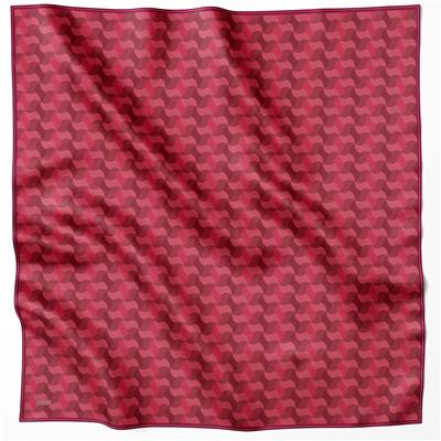 BELLİ GEOMETİK DESEN İPEK EŞARP 4211D (TWILL) KIRMIZI - 02