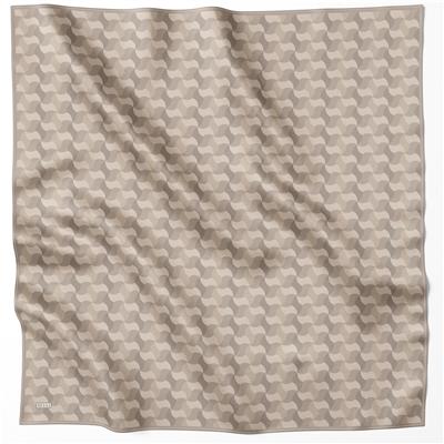 BELLİ GEOMETRİK DESEN İPEK EŞARP 4211D (TWILL) BEJ RENGİ - 05