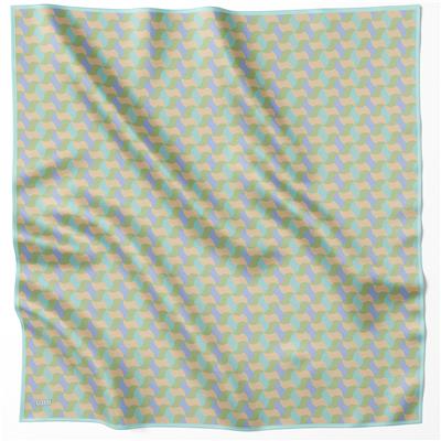 BELLİ GEOMETRİK DESEN İPEK EŞARP 4211D (TWILL) SU YEŞİLİ - 07