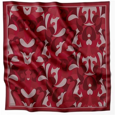 BELLİ GEOMETİK DESEN İPEK EŞARP 4213D (TWILL) BORDO - 86