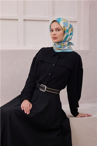 BELLİ GEOMETİK DESEN İPEK EŞARP 4213D (TWILL) BEBE MAVİSİ - 38