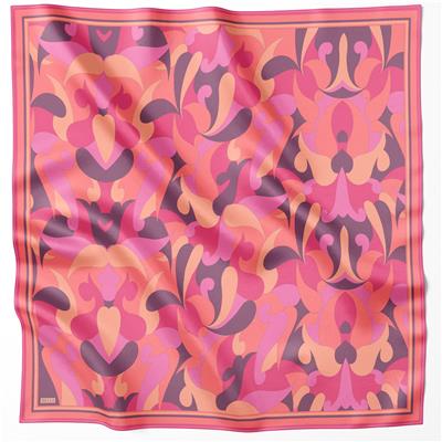 BELLİ GEOMETİK DESEN İPEK EŞARP 4213D (TWILL) PEMBE - 81