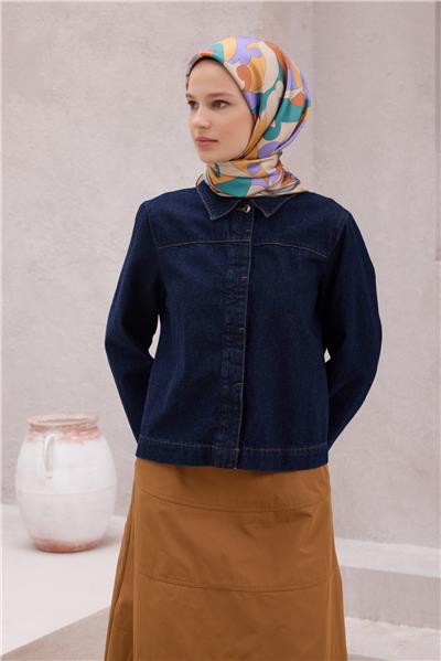 BELLİ GEOMETİK DESEN İPEK EŞARP 4213D (TWILL) KİREMİT - 02