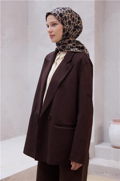 BELLİ GEOMETİK DESEN İPEK EŞARP 4214D (TWILL) SİYAH - 86