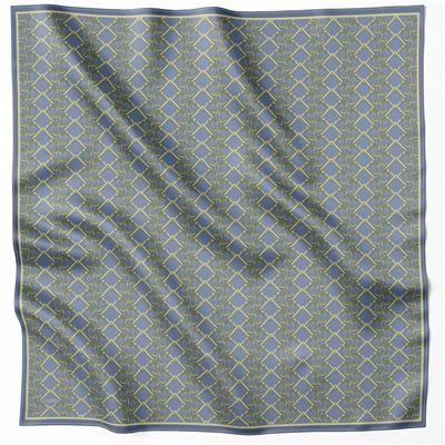 BELLİ GEOMETİK DESEN İPEK EŞARP 4214D (TWILL) MAVİ YEŞİL - 02