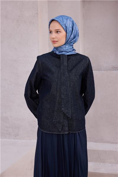 BELLİ GEOMETİK DESEN İPEK EŞARP 4221D (TWILL) MAVİ - 82