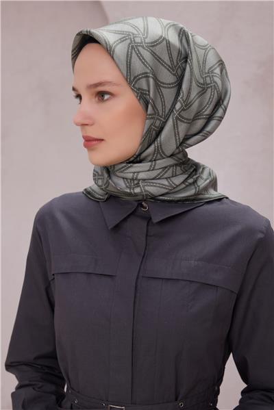 BELLİ GEOMETİK DESEN İPEK EŞARP 4221D (TWILL) MİNT - 34