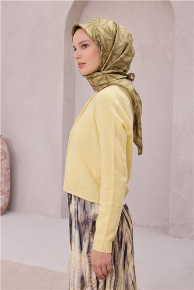 BELLİ GEOMETİK DESEN İPEK EŞARP 4221D (TWILL) HAKİ - 81