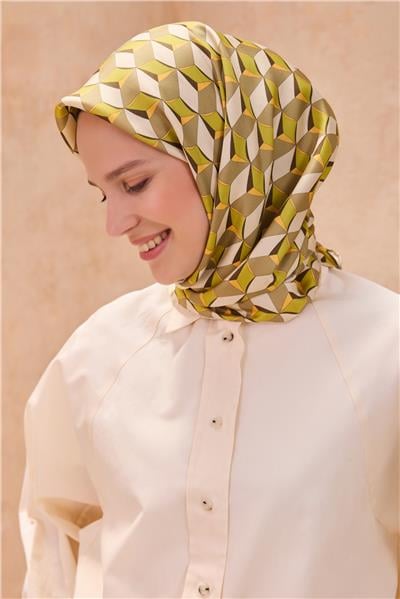 BELLİ GEOMETRIK DESEN İPEK EŞARP 4112D TWILL