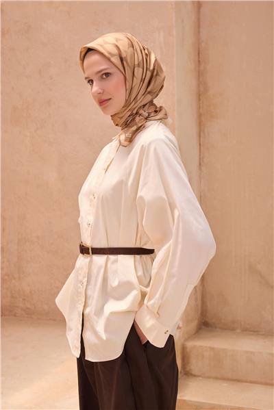 BELLİ GEOMETRIK DESEN İPEK EŞARP 4117D TWILL