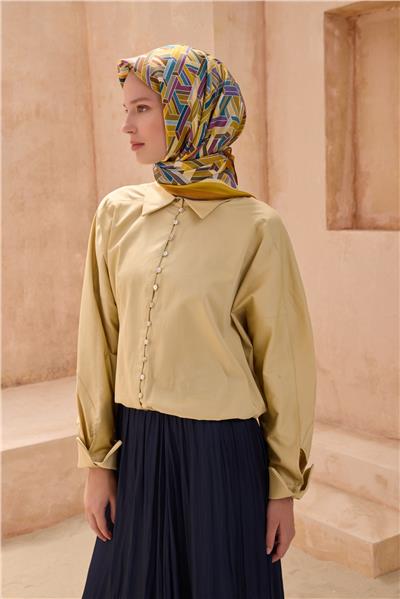 BELLİ GEOMETRIK DESEN İPEK EŞARP 4119D TWILL