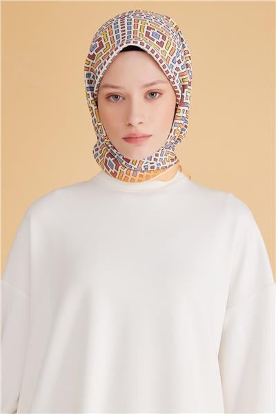 BELLİ GEOMETRİK DESEN MODAL TURUNCU EŞARP 5