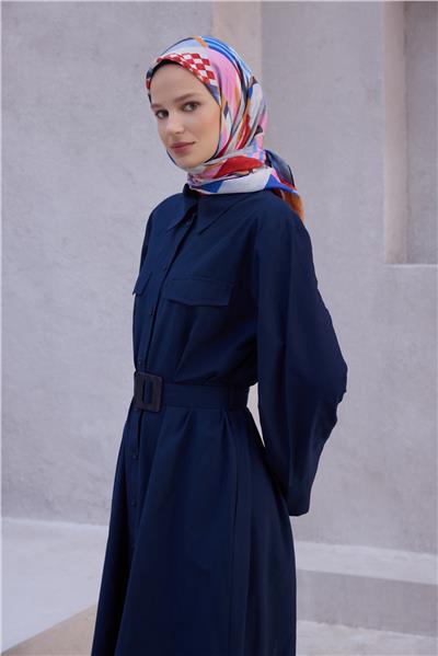 BELLİ GEOMETRİK DESEN NOVA KIRMIZI - SİYAH EŞARP 1010
