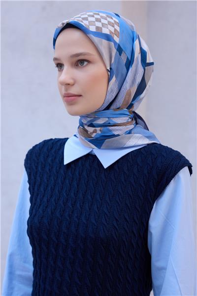 BELLİ GEOMETRİK DESEN NOVA LACİVERT EŞARP 1010