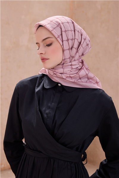 BELLİ GEOMETRİK DESEN PAULİSTA BELLİ PEMBESİ EŞARP 9
