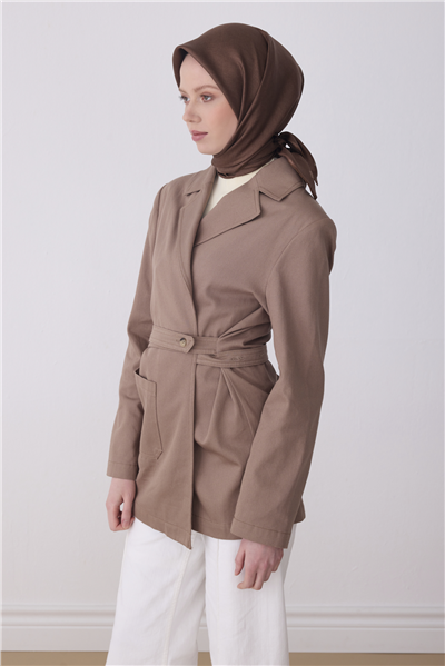 Kahverengi Klasik Desen %100 Twill İpek Eşarp 4305-86