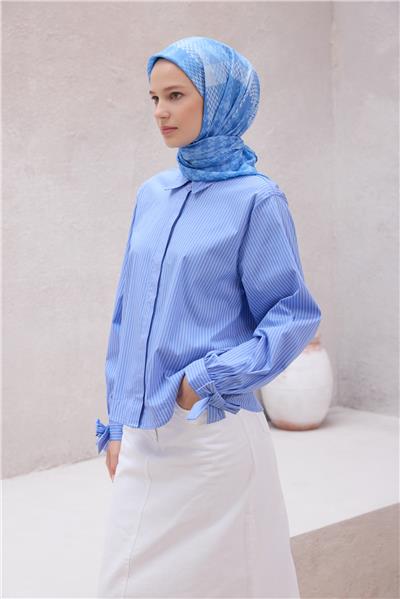 BELLİ KAZAYAĞI DESENİ NOVA MAVİ EŞARP 1000