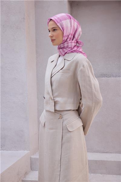 BELLİ KAZAYAĞI DESENİ NOVA PEMBE EŞARP 1000