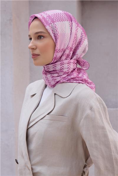 BELLİ KAZAYAĞI DESENİ NOVA PEMBE EŞARP 1000