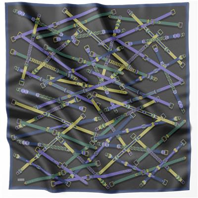 BELLİ KEMER DESEN İPEK EŞARP 4200D (TWILL) ANTRASİT - 51
