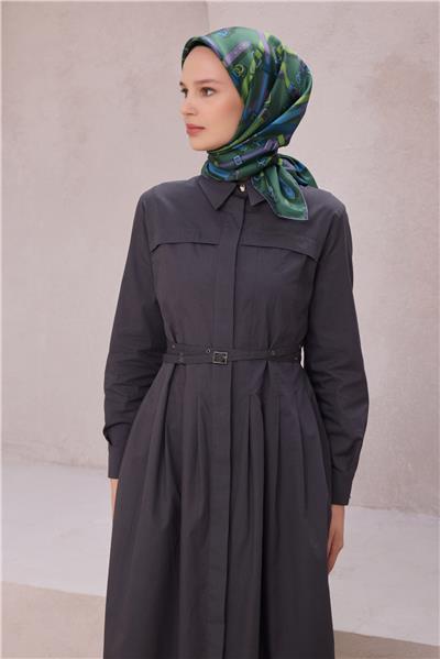 BELLİ KEMER DESEN İPEK EŞARP 4200D (TWILL) ZÜMRÜT - 80