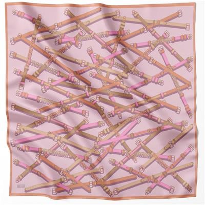 BELLİ KEMER DESEN İPEK EŞARP 4200D (TWILL) PEMBE - 04