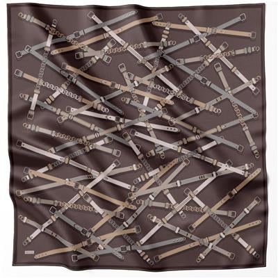 BELLİ KEMER DESEN İPEK EŞARP 4200D (TWILL) KAHVE BEJ - 35