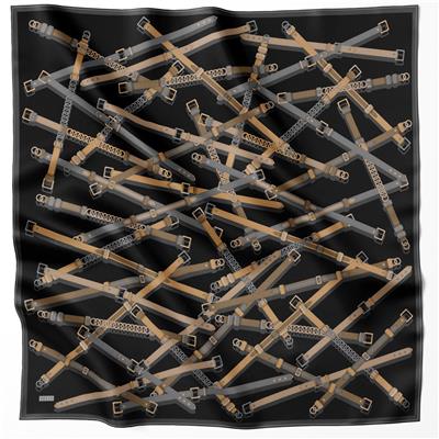 BELLİ KEMER DESEN İPEK EŞARP 4200D (TWILL) SİYAH - 85