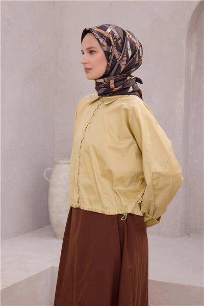 BELLİ KEMER DESEN İPEK EŞARP 4200D (TWILL) KAHVE BEJ - 35