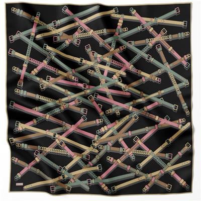 BELLİ KEMER DESEN İPEK EŞARP 4200D (TWILL) GRİ - 32