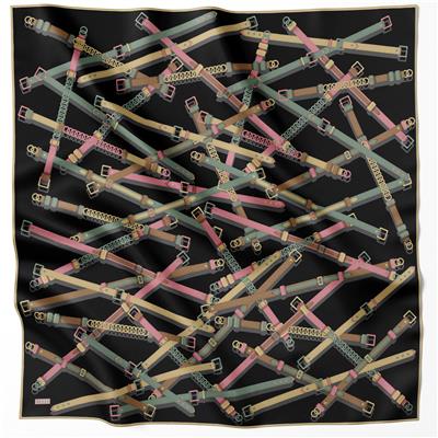 BELLİ KEMER DESEN İPEK EŞARP 4200D (TWILL) GRİ - 32