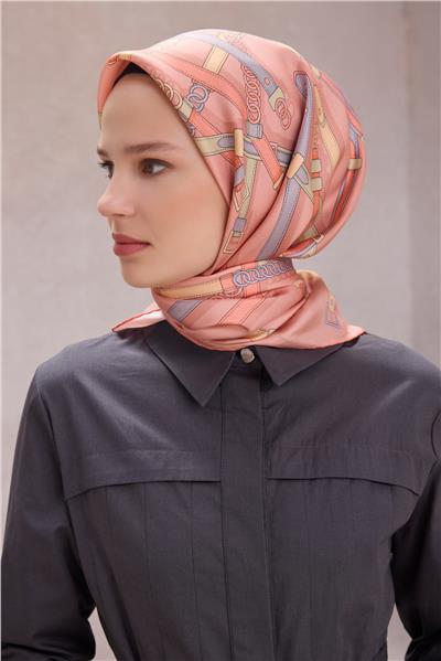 BELLİ KEMER DESEN İPEK EŞARP 4200D (TWILL) PUDRA - 83