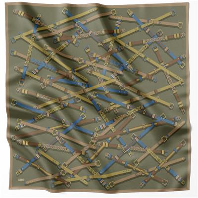 BELLİ KEMER DESEN İPEK EŞARP 4200D (TWILL) HAKİ - 81