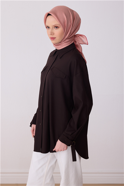 Kırmızı Monogram Desen %100 Twill İpek Eşarp 4321-83