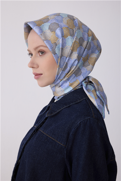Kırmızı Obje Desen %100 Twill İpek Eşarp 4313-02