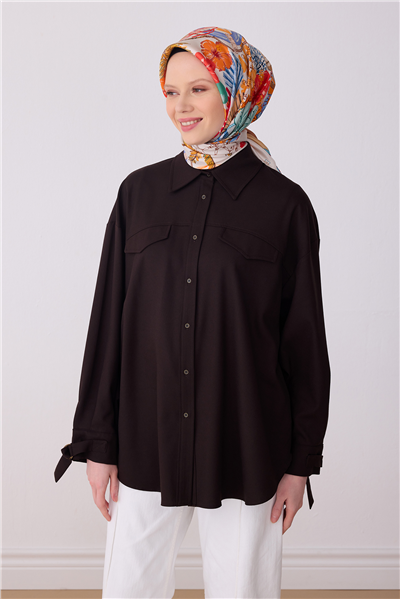 Kırmızı Obje Desen %100 Twill İpek Eşarp 4324-03