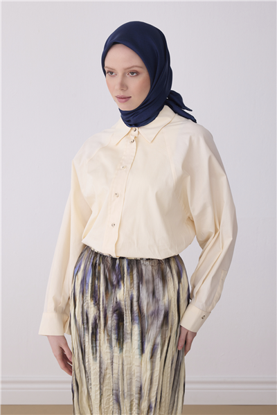 Lacivert Klasik Desen %100 Twill İpek Eşarp 4305-52