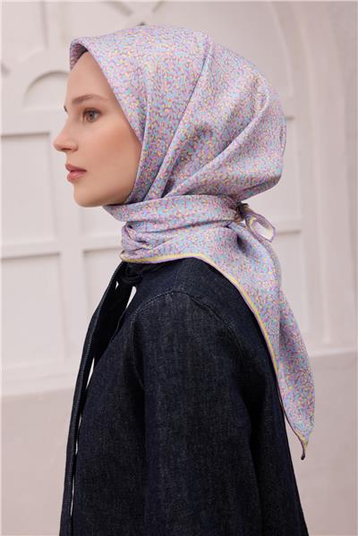 BELLİ LEOPAR DESEN İPEK EŞARP 4208D (TWILL) LİLA - 86