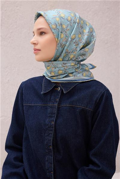 BELLİ LİMON İPEK EŞARP 4212D (TWILL) MAVİ - 34