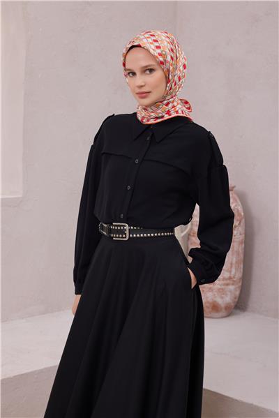 BELLİ LOGO DESEN İPEK EŞARP 4223D (TWILL) KIRMIZI - TURUNCU - 35