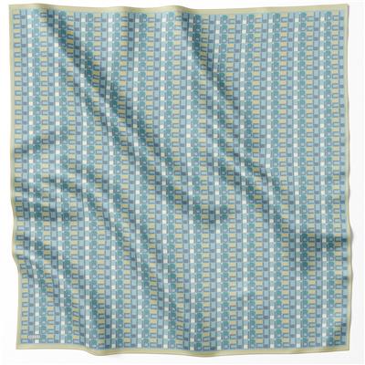 BELLİ LOGO DESEN İPEK EŞARP 4223D (TWILL) MAVİ YEŞİL - 38