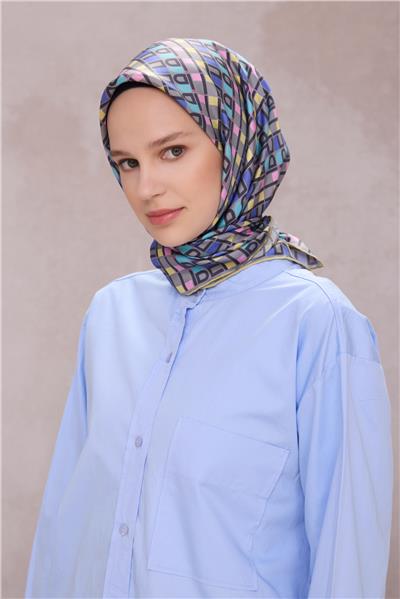 BELLİ LOGO DESEN İPEK EŞARP 4223D (TWILL) TURUNCU PEMBE - 32