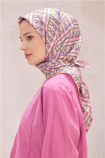 BELLİ LOGO DESEN İPEK EŞARP 4223D (TWILL) PUDRA - 81