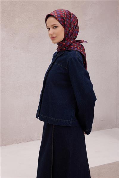 BELLİ LOGO DESEN İPEK EŞARP 4223D (TWILL) VİŞNE ÇÜRÜĞÜ - 86